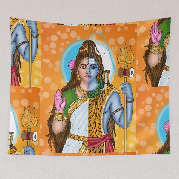 Item preview, Ardhanarishvara Digital Drawing | Shiva Parvati Divine Hindu Artwork designed and sold by Harshit_Digital_Arts.