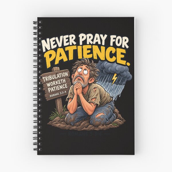 Item preview, Never Pray for Patience, Tribulation Worketh Patience Funny Christian Design designed and sold by TheBibleStop.
