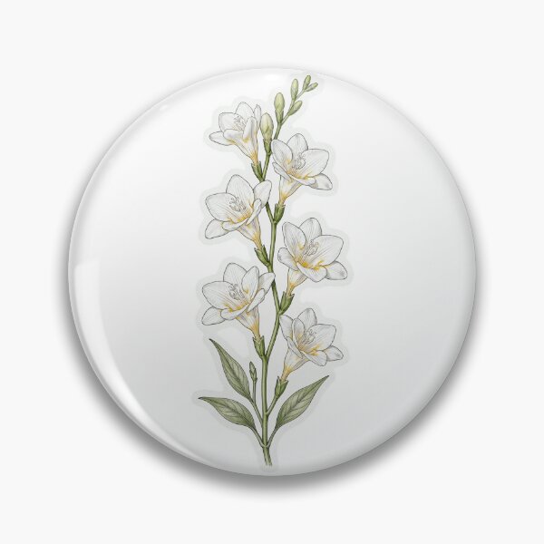 Item preview, White Freesia Flower Sticker | Fine Line Botanical Tattoo | Freesia Illustration designed and sold by Crystal Critters .