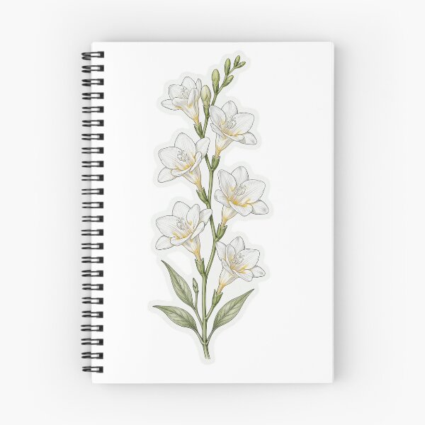 Item preview, White Freesia Flower Sticker | Fine Line Botanical Tattoo | Freesia Illustration designed and sold by FineLineBotanical .