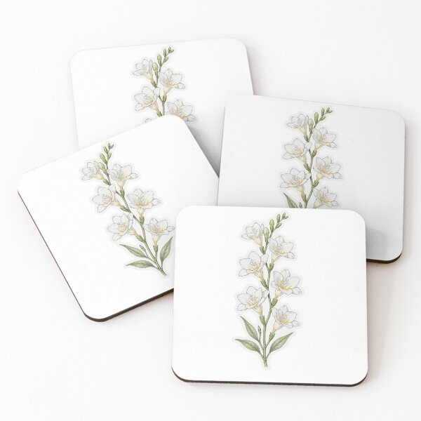 Item preview, White Freesia Flower Sticker | Fine Line Botanical Tattoo | Freesia Illustration designed and sold by FineLineBotanical .