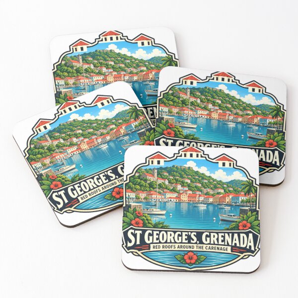 Item preview, St George's, Grenada Red Roofs Around The Carenage Caribbean Island Travel Vacation designed and sold by SEEM-drawing.
