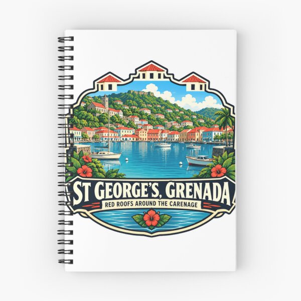 Item preview, St George's, Grenada Red Roofs Around The Carenage Caribbean Island Travel Vacation designed and sold by SEEM-drawing.