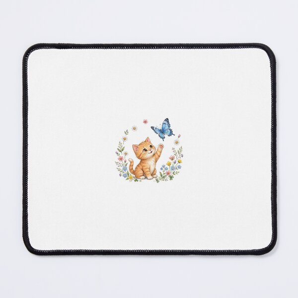 Item preview, Kitten and Butterfly Spring Flowers Illustration designed and sold by Nichely.