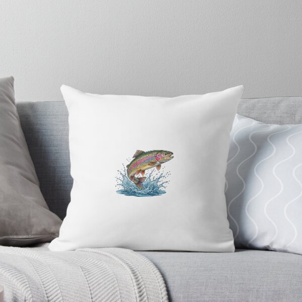 Item preview, Leaping Rainbow Trout Fishing Illustration designed and sold by Nichely.