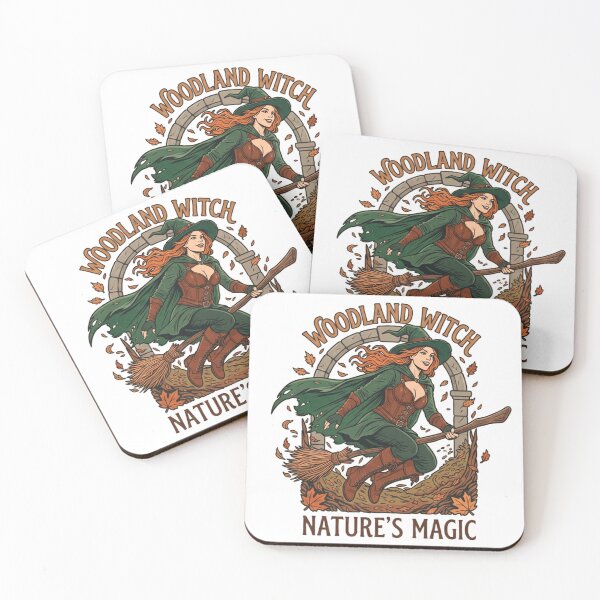 Item preview, Woodland Witch Flying on Broomstick – Nature's Magic Autumn Fantasy Art designed and sold by VALKYRAART53.