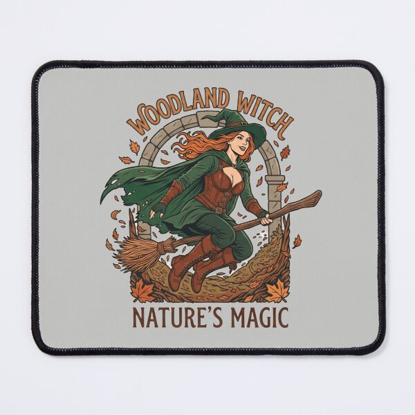 Item preview, Woodland Witch Flying on Broomstick – Nature's Magic Autumn Fantasy Art designed and sold by VALKYRAART53.