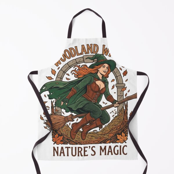 Item preview, Woodland Witch Flying on Broomstick – Nature's Magic Autumn Fantasy Art designed and sold by VALKYRAART53.