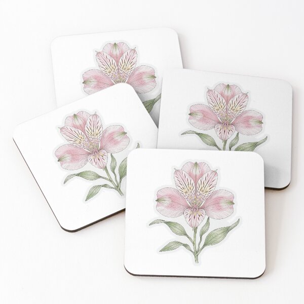 Item preview, Pink Alstroemeria Sticker | Fine Line Botanical Tattoo | Peruvian Lily Illustration designed and sold by FineLineBotanical .