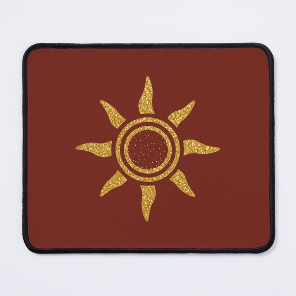 Item preview, Golden Sunburst Celestial Symbol: Deep Crimson and Gold Glitter Aesthetic Print designed and sold by Kat Designs Store.