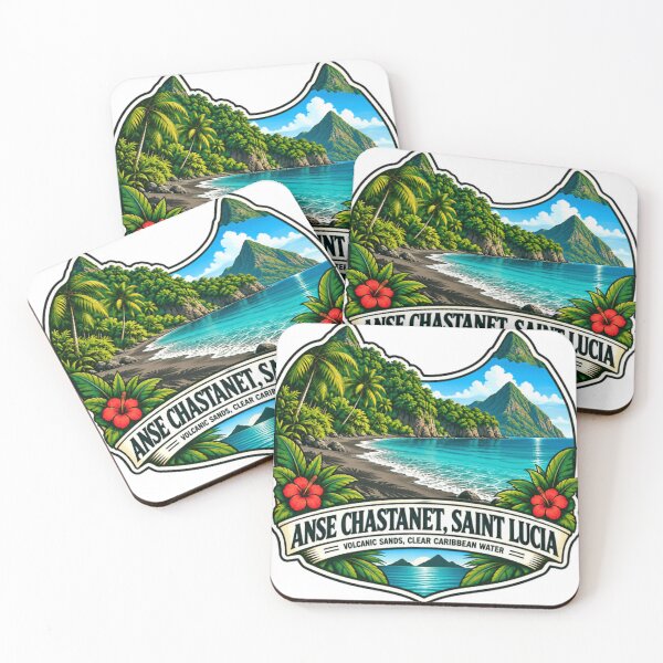 Item preview, Anse Chastanet, Saint Lucia Volcanic Sands, Clear Caribbean Water Travel Vacation Souvenir designed and sold by SEEM-drawing.