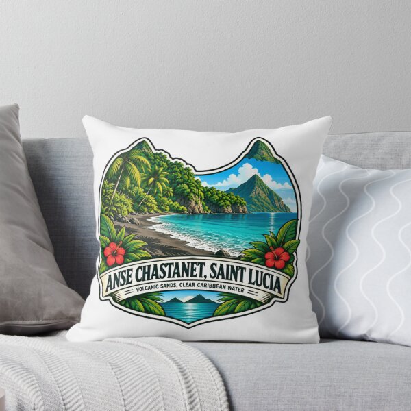 Item preview, Anse Chastanet, Saint Lucia Volcanic Sands, Clear Caribbean Water Travel Vacation Souvenir designed and sold by SEEM-drawing.