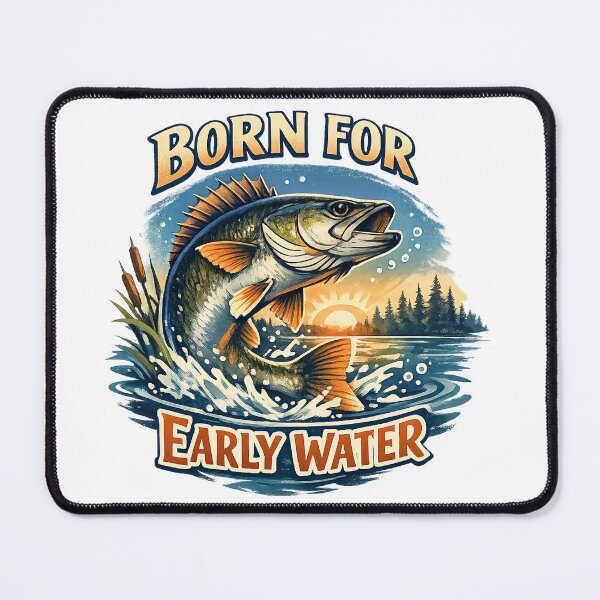 Item preview, Born for Early Water Bass Fishing Sunrise Angler Outdoor Art Design designed and sold by inkoutninja.