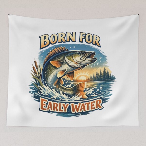 Item preview, Born for Early Water Bass Fishing Sunrise Angler Outdoor Art Design designed and sold by inkoutninja.
