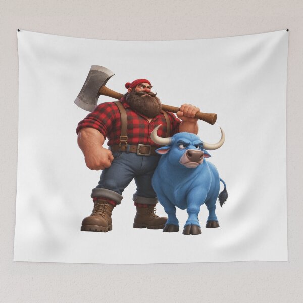 Item preview, Paul Bunyan Giant Lumberjack Blue Ox Art designed and sold by M. Mamdouh Artworks.