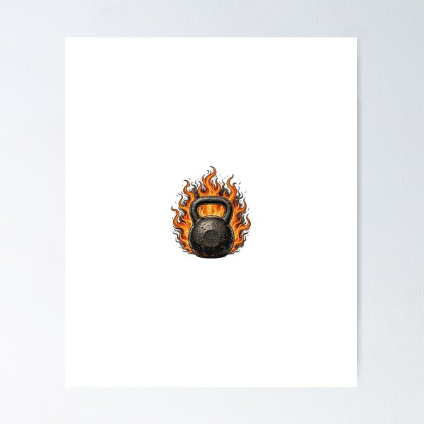 Item preview, Kettlebell with Flames Gym Illustration designed and sold by Nichely.