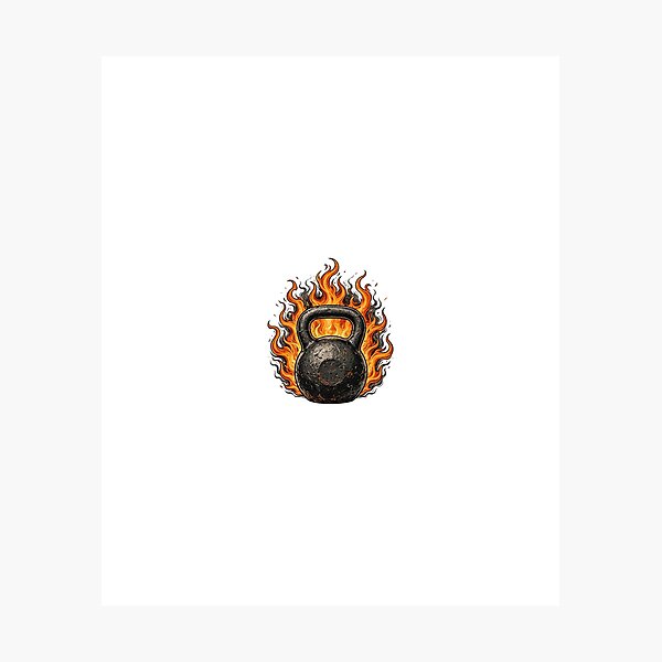 Item preview, Kettlebell with Flames Gym Illustration designed and sold by Nichely.