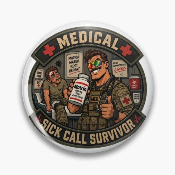 Item preview, Medical Sick Call Survivor Military Humor designed and sold by Uncle Bassy's Military Gear.