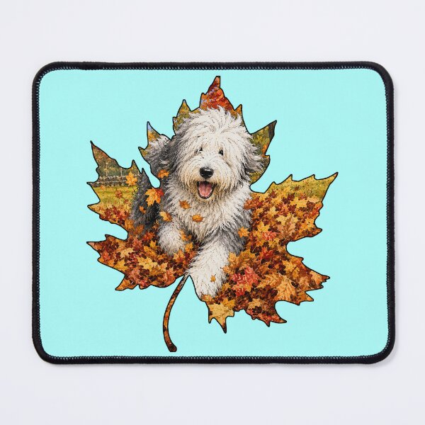 Item preview, Fall Old English Sheepdog Playing In Autumn Leaves designed and sold by Lion and Lamb Design.