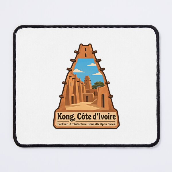 Item preview, Kong, Côte D'Ivoire Earthen Architecture Beneath Open Skies. African Travel Souvenir Landmark designed and sold by SEEM-drawing.