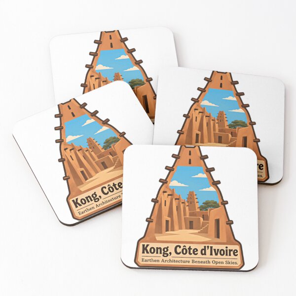 Item preview, Kong, Côte D'Ivoire Earthen Architecture Beneath Open Skies. African Travel Souvenir Landmark designed and sold by SEEM-drawing.
