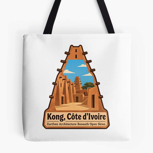 Item preview, Kong, Côte D'Ivoire Earthen Architecture Beneath Open Skies. African Travel Souvenir Landmark designed and sold by SEEM-drawing.