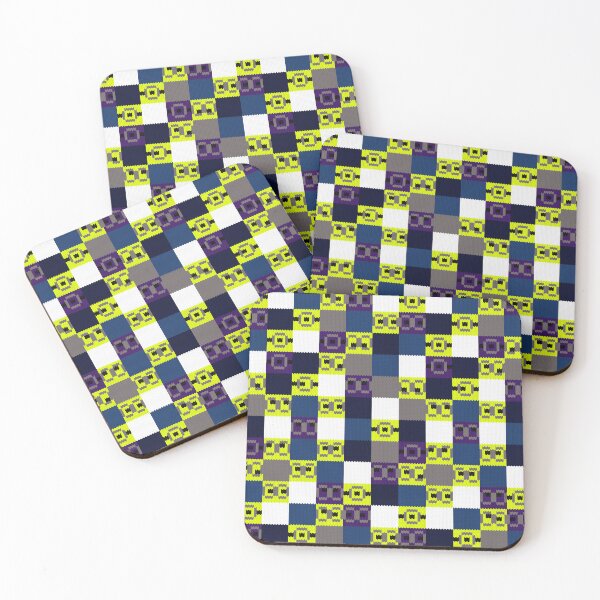 Item preview, Retro Pixel Checkered Knit Pattern Yellow Blue designed and sold by RomaRook.