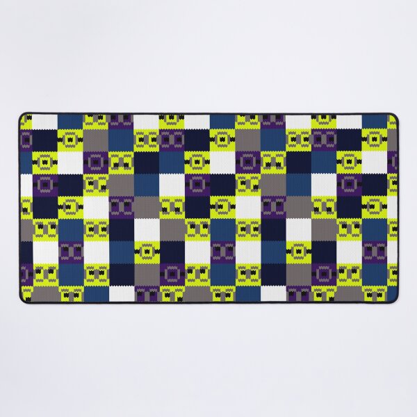 Item preview, Retro Pixel Checkered Knit Pattern Yellow Blue designed and sold by RomaRook.