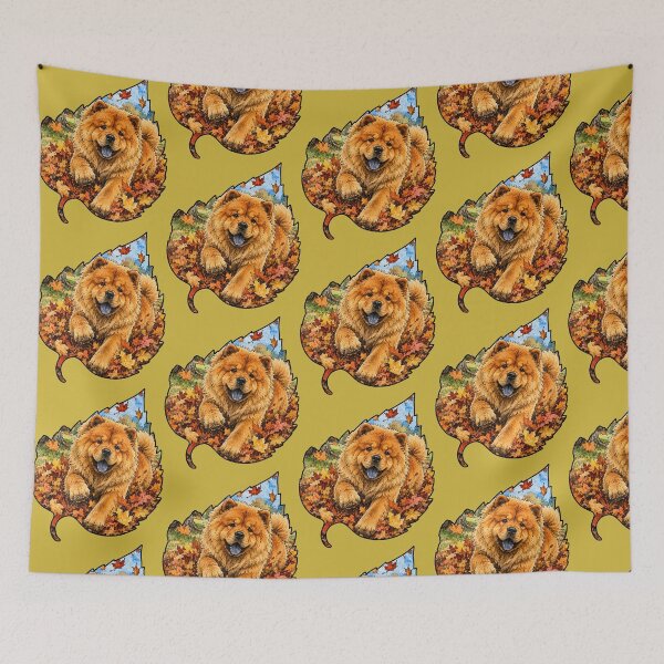 Item preview, Fall Chow Chow Dog Playing In Autumn Leaves designed and sold by Lion and Lamb Design.