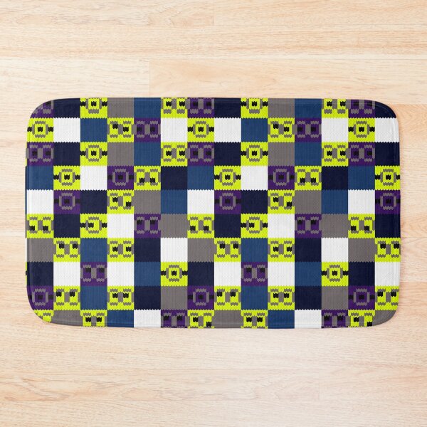 Item preview, Retro Pixel Checkered Knit Pattern Yellow Blue designed and sold by RomaRook.