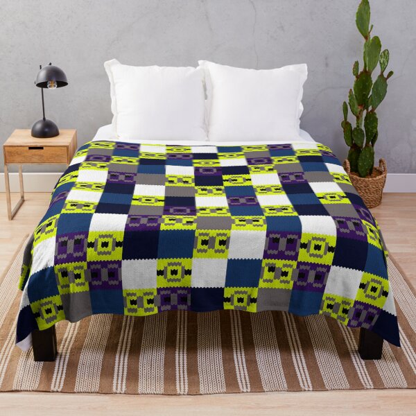 Item preview, Retro Pixel Checkered Knit Pattern Yellow Blue designed and sold by RomaRook.
