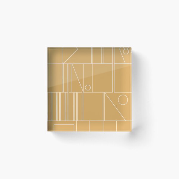 Item preview, Minimal Mid Century Modern Geometric Abstract Modtastic Linework in Warm Mustard Gold designed and sold by kierkegaard.