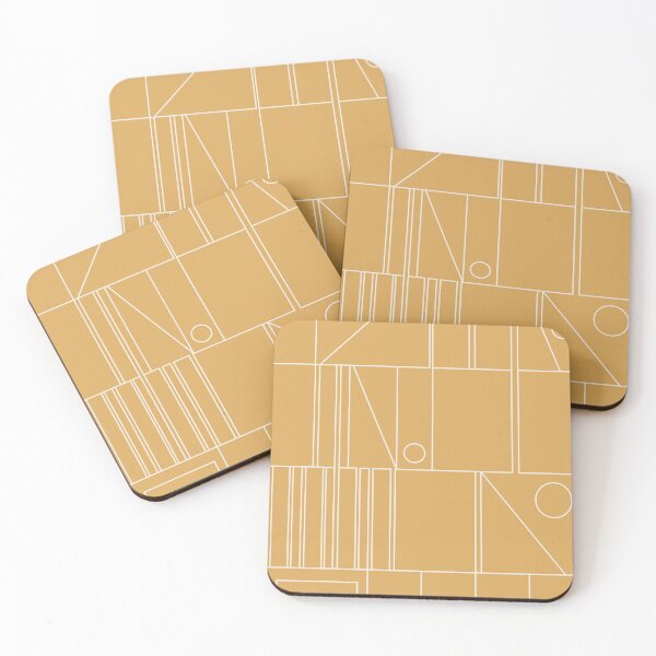 Item preview, Minimal Mid Century Modern Geometric Abstract Modtastic Linework in Warm Mustard Gold designed and sold by kierkegaard.