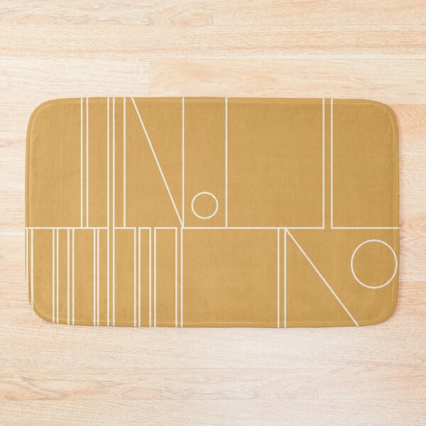 Item preview, Minimal Mid Century Modern Geometric Abstract Modtastic Linework in Warm Mustard Gold designed and sold by kierkegaard.