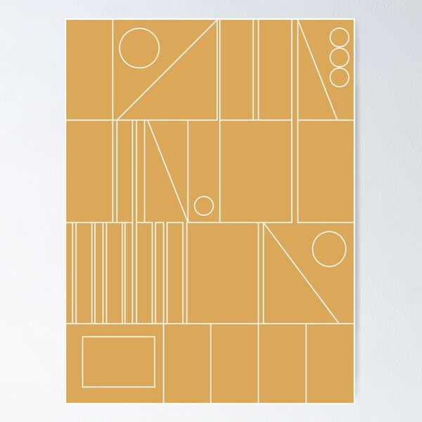 Item preview, Minimal Mid Century Modern Geometric Abstract Modtastic Linework in Warm Mustard Gold designed and sold by kierkegaard.