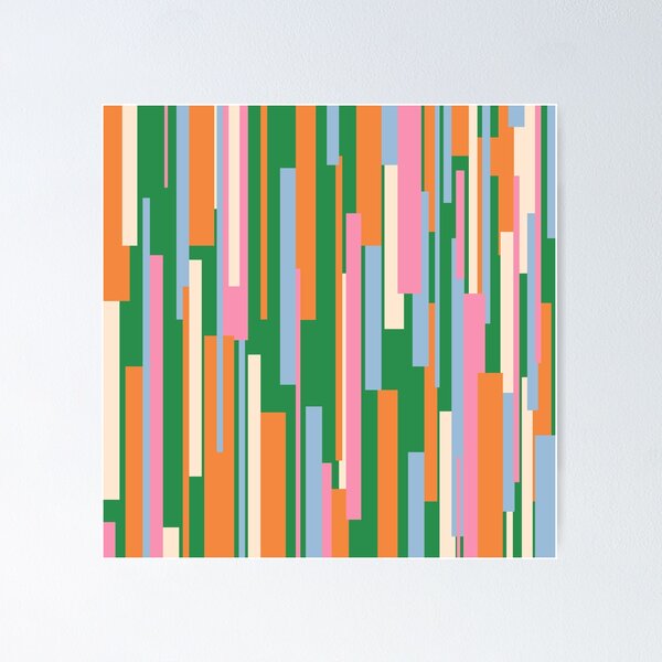 Item preview, Colorful Mid Century Modern Abstract Geometric Wright Pattern Vertical in Green Orange Pink Powder Blue designed and sold by kierkegaard.