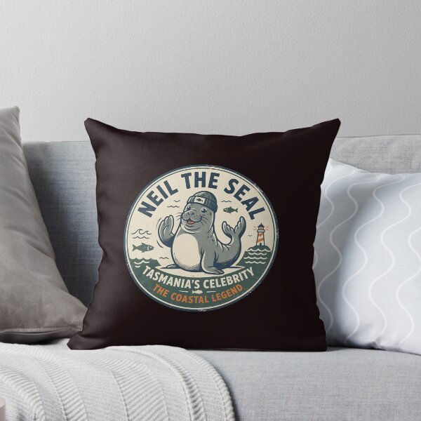 Item preview, Neil the Seal Tasmania Celebrity Coastal Legend Round Emblem designed and sold by sugarmapleart.