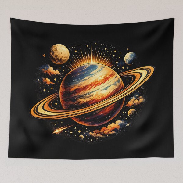 Item preview, Close-up of a majestic ringed exoplanet. designed and sold by Daily Quirk.
