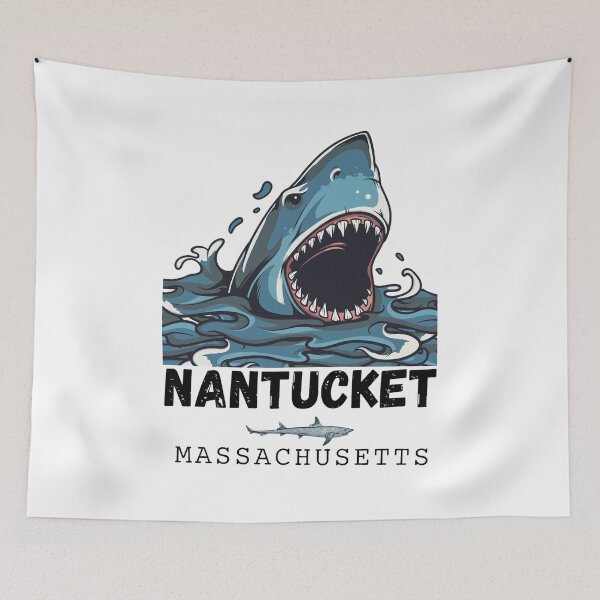 Item preview, Nantucket Massachusetts Shark Ocean Wave Art designed and sold by EttieToy.