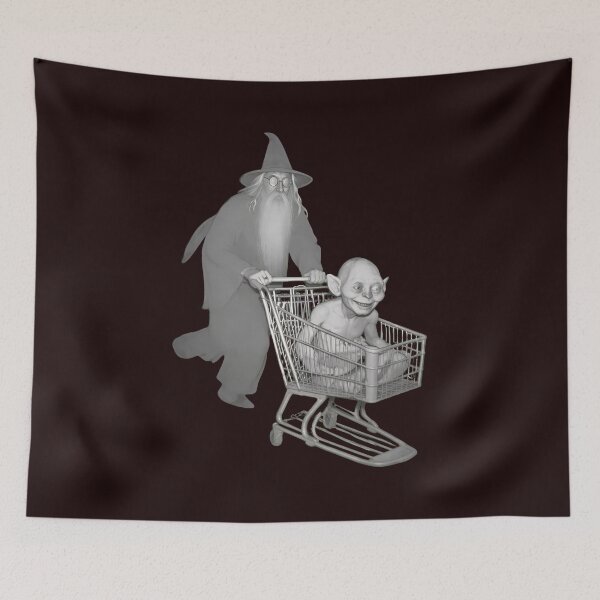 Item preview, Wizard Pushing Gollum In Shopping Cart  designed and sold by drawfreak.