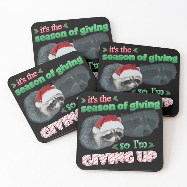 Item preview, Holiday Raccoon Giving Up Humor  designed and sold by RosemarieKelpin.