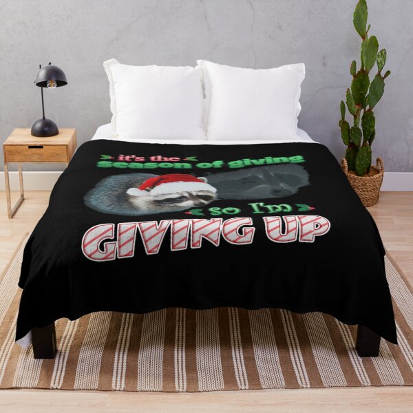 Item preview, Holiday Raccoon Giving Up Humor designed and sold by RosemarieKelpin.