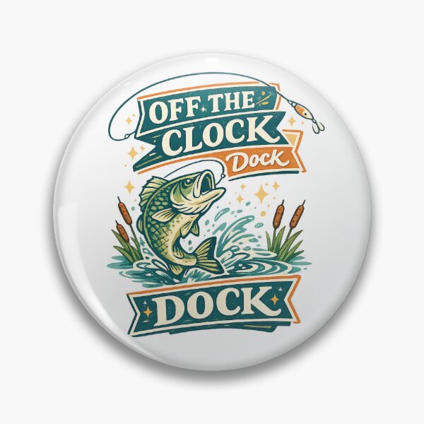Item preview, Off the Clock Dock Retro Bass Fishing Funny Angler Lake Art Design designed and sold by inkoutninja.