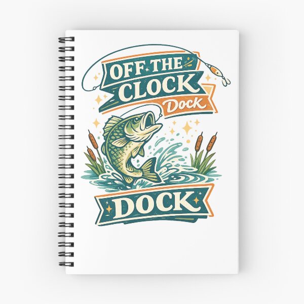 Item preview, Off the Clock Dock Retro Bass Fishing Funny Angler Lake Art Design designed and sold by inkoutninja.