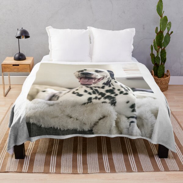 Item preview, Smiling Dalmatian Dog Lying on a Fluffy Blanket designed and sold by VanGaldo.
