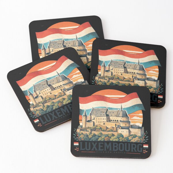 Item preview, Vianden Castle Luxembourg National Flag Retro Art designed and sold by RosemarieKelpin.