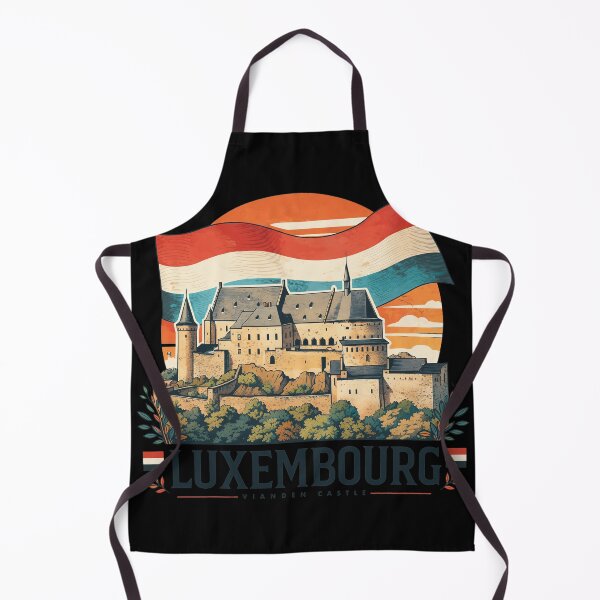 Item preview, Vianden Castle Luxembourg National Flag Retro Art designed and sold by RosemarieKelpin.