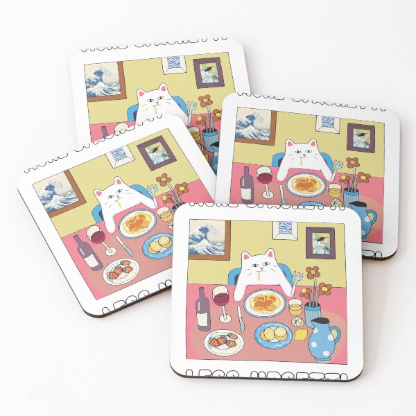 Item preview, More Spaghetti Less Upsettti Cat Dining Art designed and sold by RosemarieKelpin.