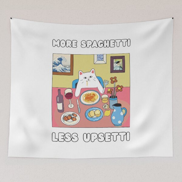 Item preview, More Spaghetti Less Upsettti Cat Dining Art designed and sold by RosemarieKelpin.