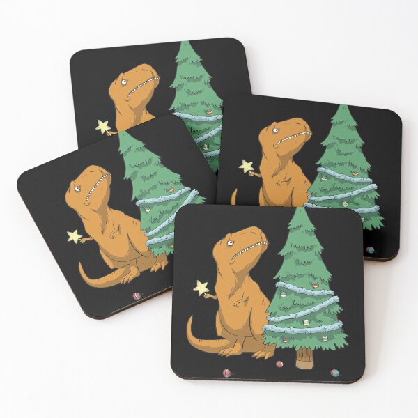 Item preview, Festive dino struggles with holiday decor designed and sold by RosemarieKelpin.